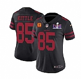 Women's San Francisco 49ers #85 George Kittle Black Super Bowl LVIII Patch And 4-star C Patch Vapor Untouchable Limited Stitched Jersey(Runs Small),baseball caps,new era cap wholesale,wholesale hats